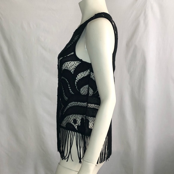 Dynamite woman’s festival black lace fringe crop top brand new with tag size XS - Picture 2 of 12